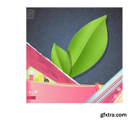 Green Leaves Backgrounds 25xEPS