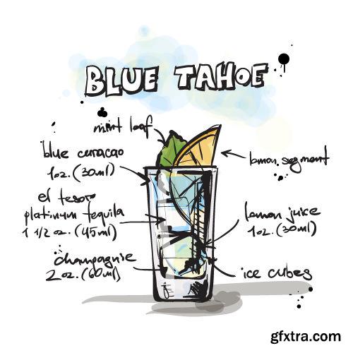 Hand Drawn Illustrations of Cocktail 25xEPS