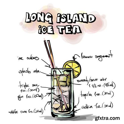 Hand Drawn Illustrations of Cocktail 25xEPS