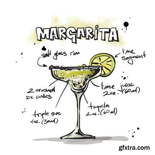Hand Drawn Illustrations of Cocktail 25xEPS