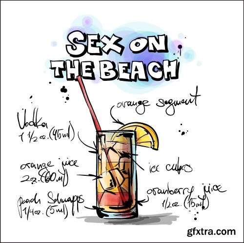 Hand Drawn Illustrations of Cocktail 25xEPS