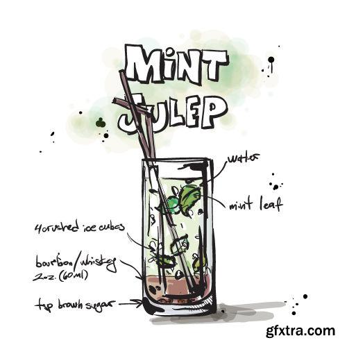 Hand Drawn Illustrations of Cocktail 25xEPS