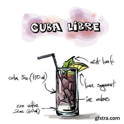 Hand Drawn Illustrations of Cocktail 25xEPS