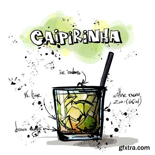Hand Drawn Illustrations of Cocktail 25xEPS