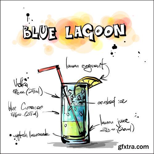 Hand Drawn Illustrations of Cocktail 25xEPS