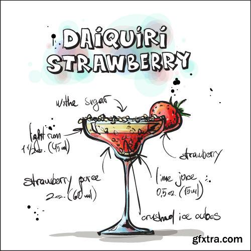 Hand Drawn Illustrations of Cocktail 25xEPS
