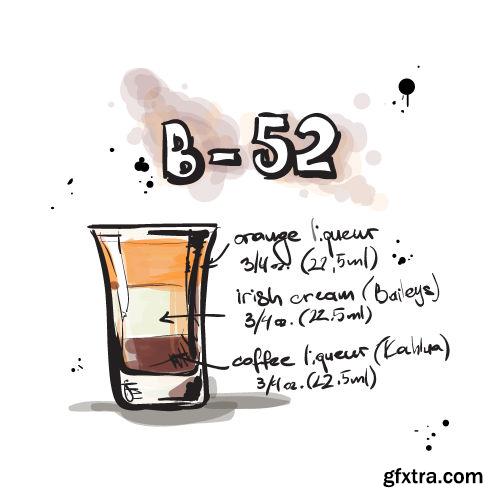 Hand Drawn Illustrations of Cocktail 25xEPS