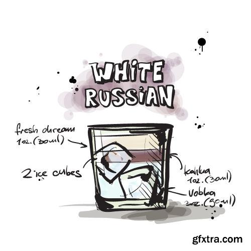 Hand Drawn Illustrations of Cocktail 25xEPS