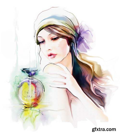 Illustrated Fashion Woman II, 25xJPG Paintings