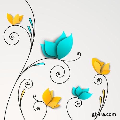 Floral Paper Vector Backgrounds 25xEPS