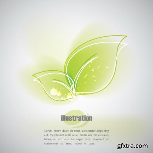 Green Leaves Background #3, 25xEPS