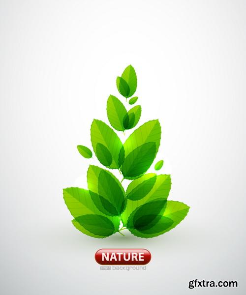 Green Leaves Background #3, 25xEPS