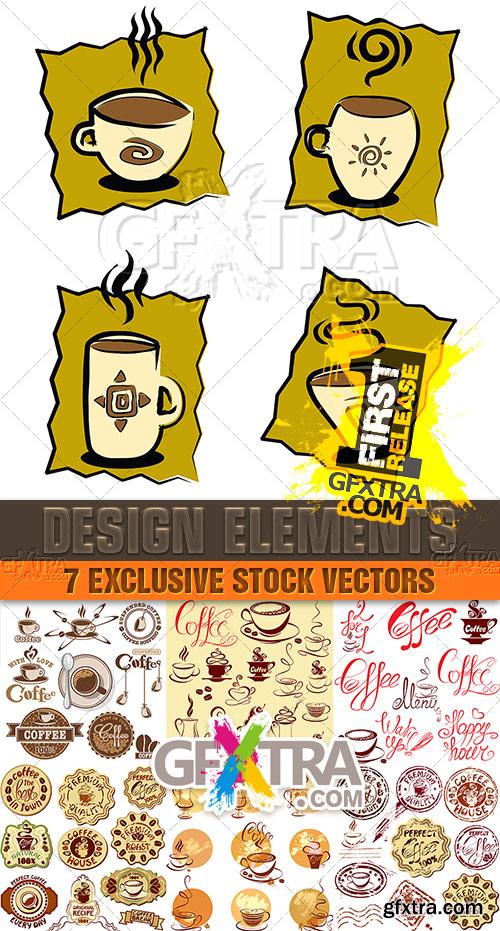Labels and stickers - Coffee, stylized icons - Vector