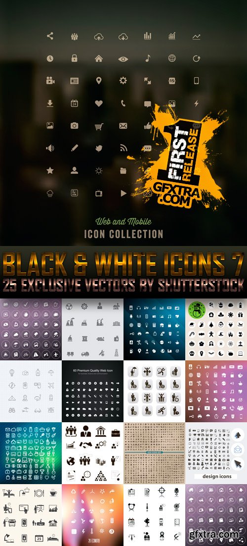 Amazing SS - Black &amp; White Icons 7, 25xEPS