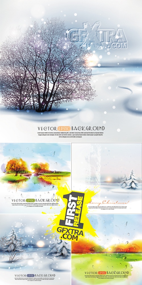 Autumn & Winter Nature Backgrounds Vector