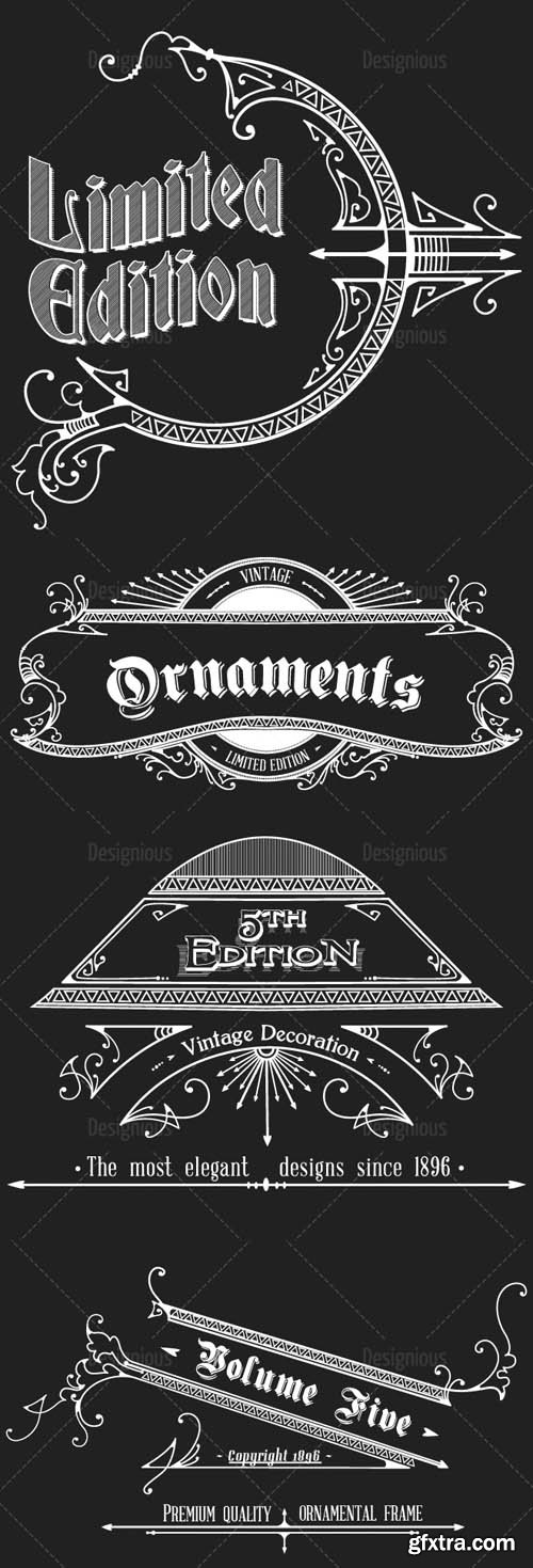 Vector Vintage Ornaments and Brushes Set 5