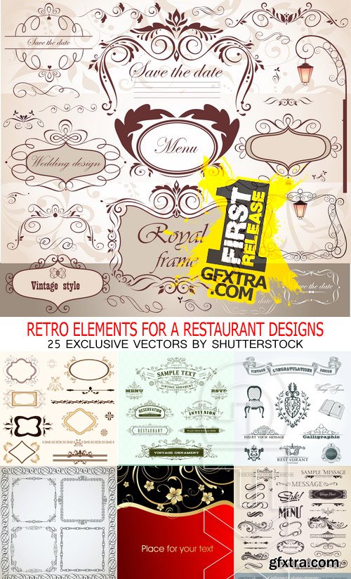 Amazing SS - Retro elements for a restaurant designs, 25xEPS Amazing SS - Retro elements for a restaurant designs, 25xEPS