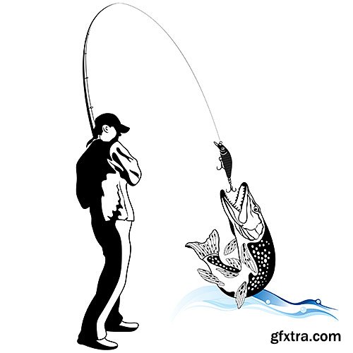 Fishing for spinning, trophies - Vector