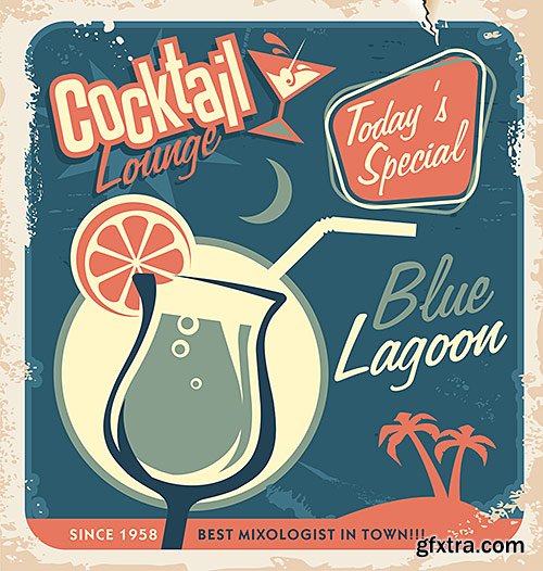 Popular retro posters for bars, cocktails, coffee - Vector