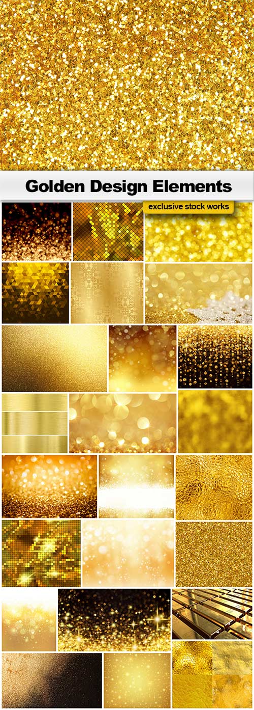 Golden Design Elements - 17 JPEGs + 8 EPS