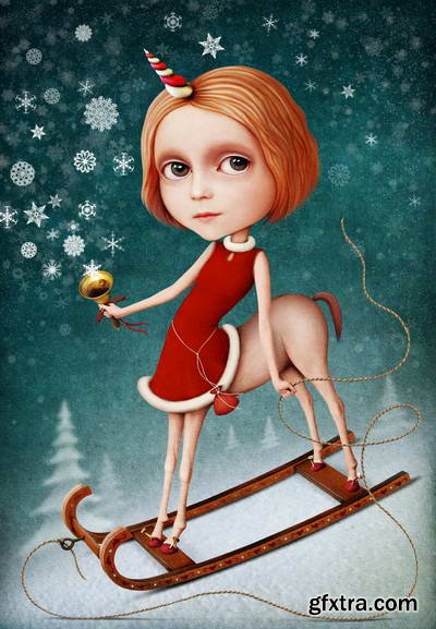 Fabulous Illustrations or Greeting Cards with Christmas 26xJPG
