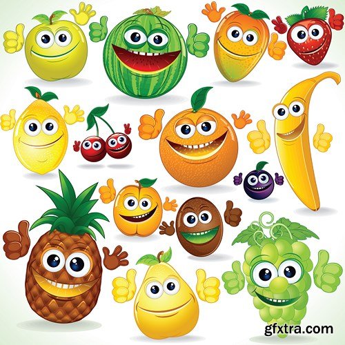 Funny Fruits Collection, 17xEPS + 8 UHQ JPEG