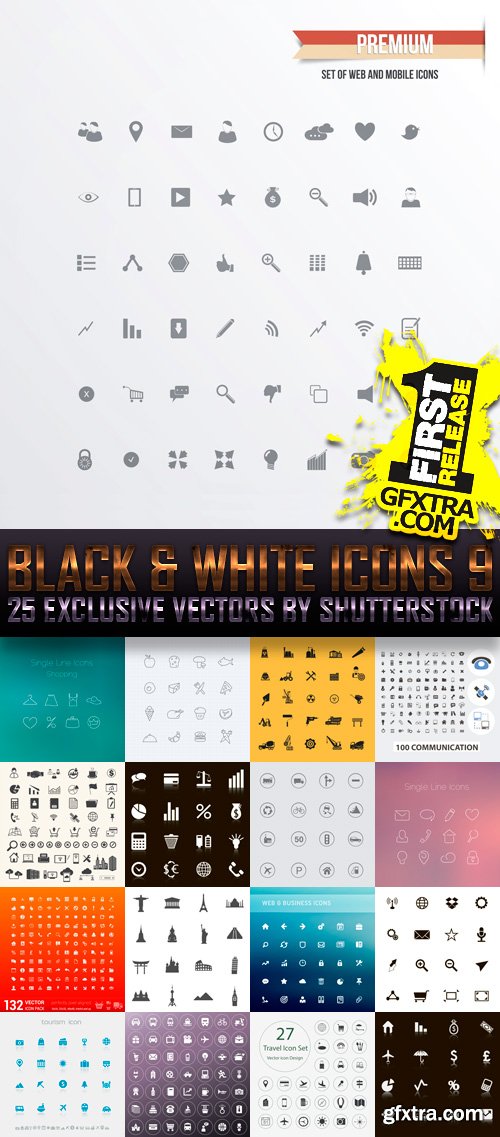 Amazing SS - Black &amp; White Icons 9, 25xEPS