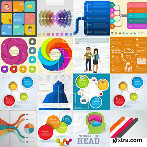 Infographics &amp; Graphs Stock Images Vectors and Illustrations Pack 2
