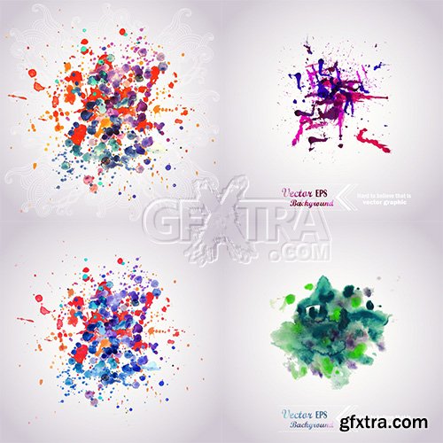 Abstract Hand Drawn Watercolor Vectors 25xEPS
