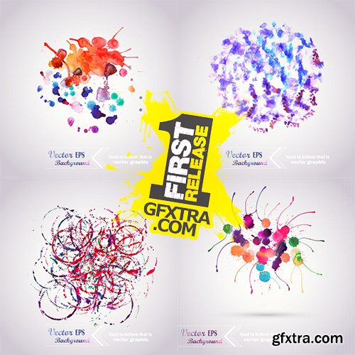 Abstract Hand Drawn Watercolor Vectors 25xEPS