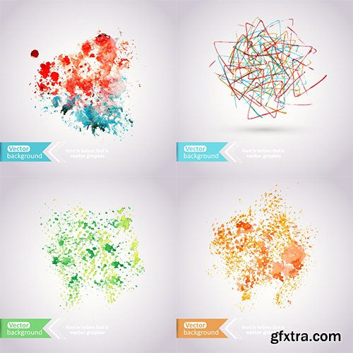 Abstract Hand Drawn Watercolor Vectors 25xEPS
