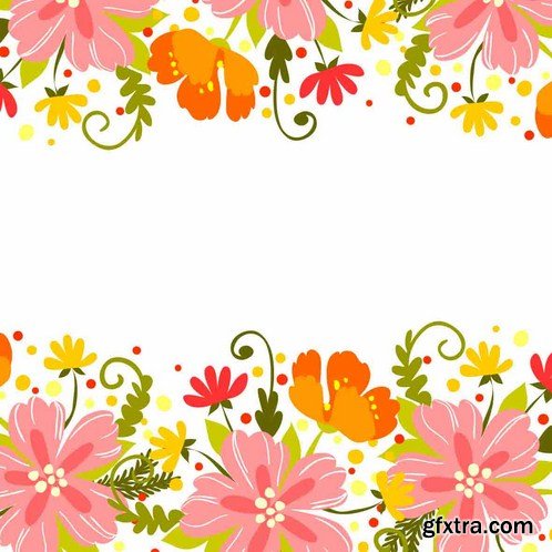 Stock Vector - Flower Backgrounds & Text Place