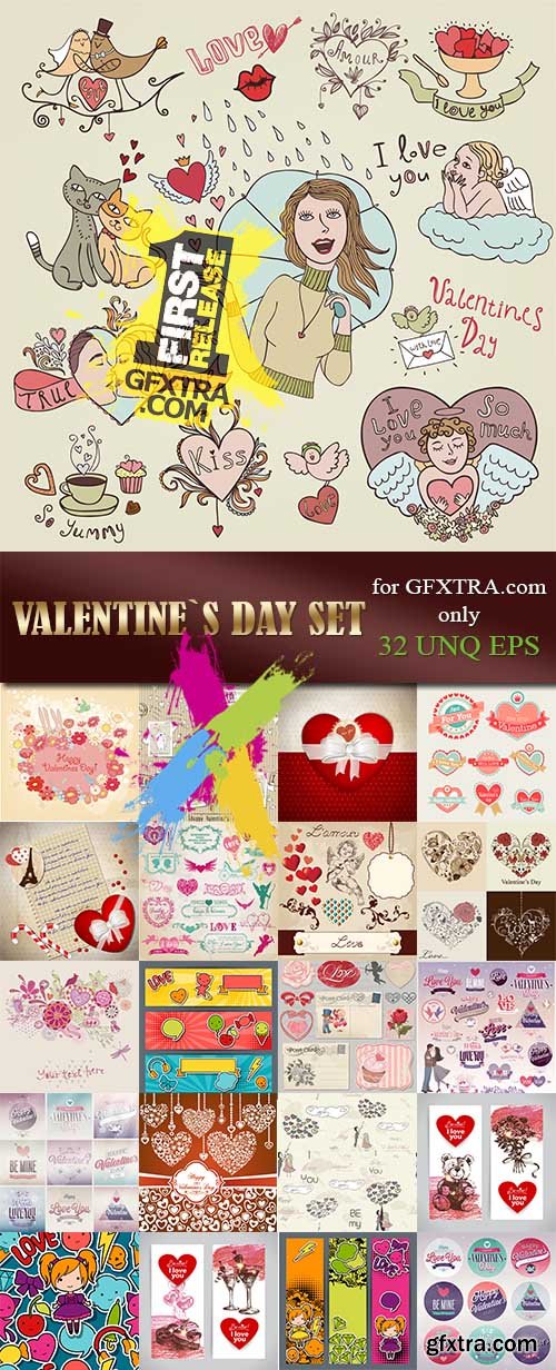 Valentine&#96;s Day set, 32xEPS