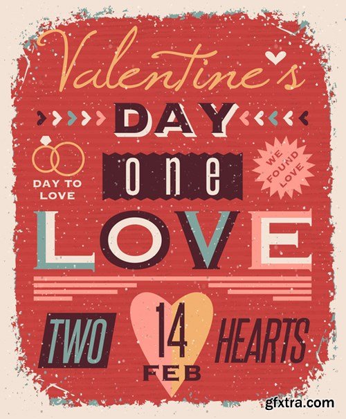 Stock Vector - Valentines Day Retro Style