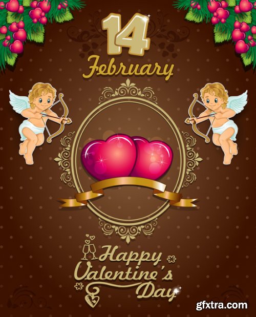 Heart Valentine & Cupids 25xEPS