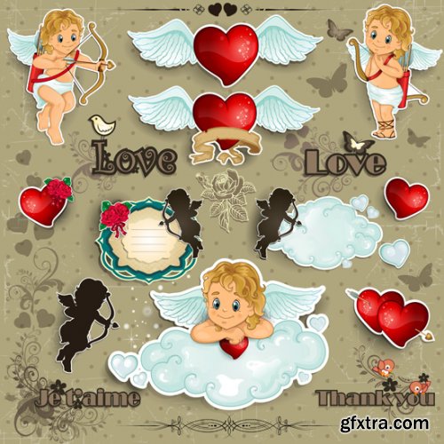 Heart Valentine & Cupids 25xEPS