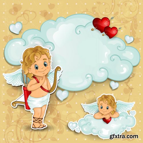 Heart Valentine & Cupids 25xEPS