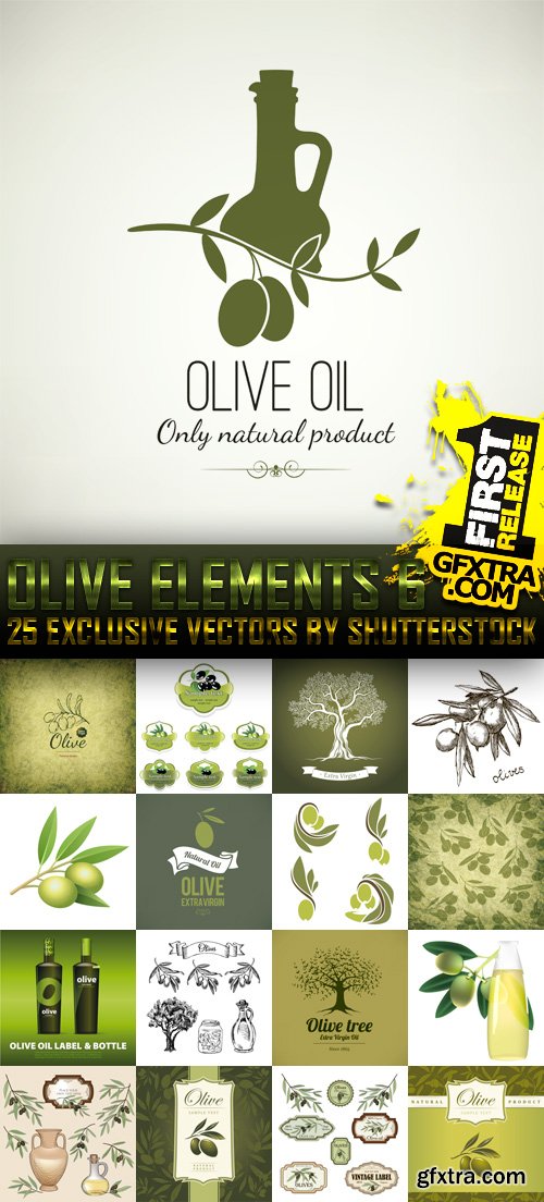 Amazing SS - Collections of Olive Elements 6, 25xEPS