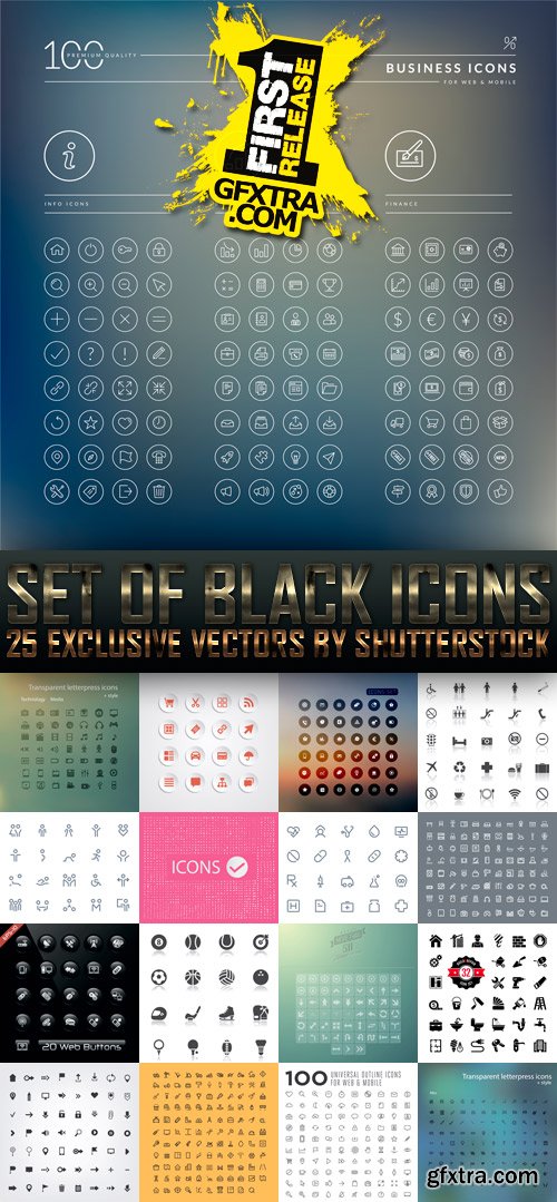 Amazing SS - Set of Black Icons (vol.4), 25xEPS