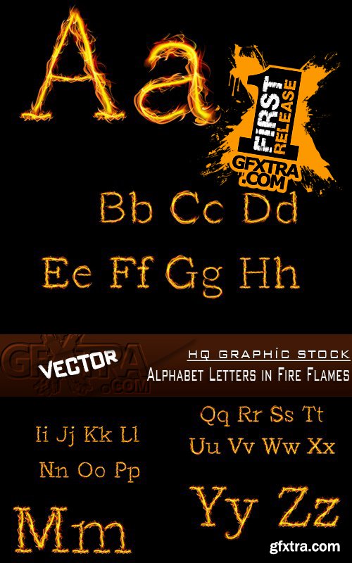 Stock Vector - Alphabet Letters in Fire Flames Stock Vector - Alphabet Letters in Fire Flames