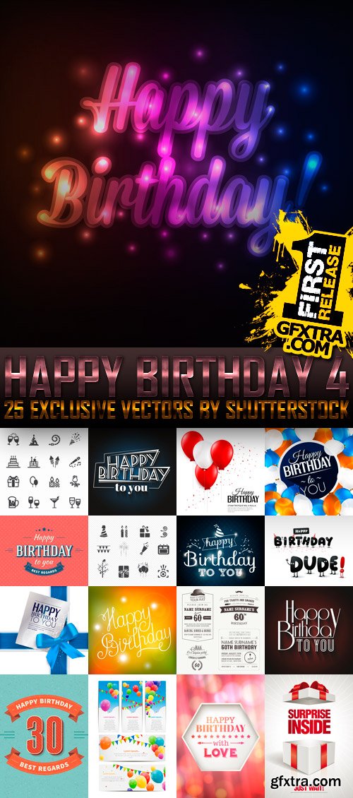 Amazing SS - Happy Birthday 4, 25xEPS Amazing SS - Happy Birthday 4, 25xEPS