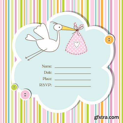 Baby Shower Cards #1, 25xEPS