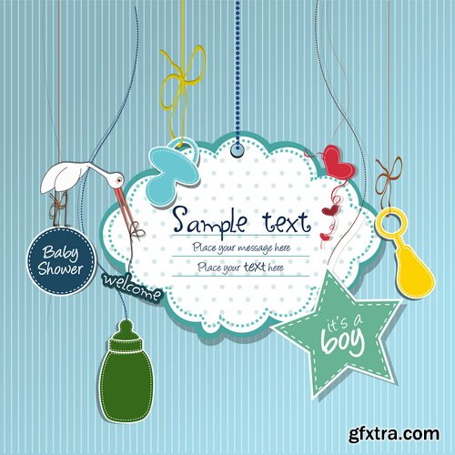 Baby Shower Cards #1, 25xEPS