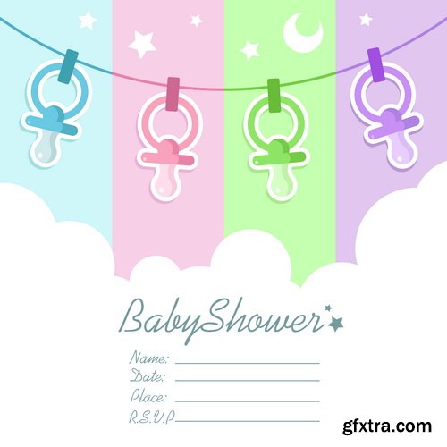 Baby Shower Cards #1, 25xEPS