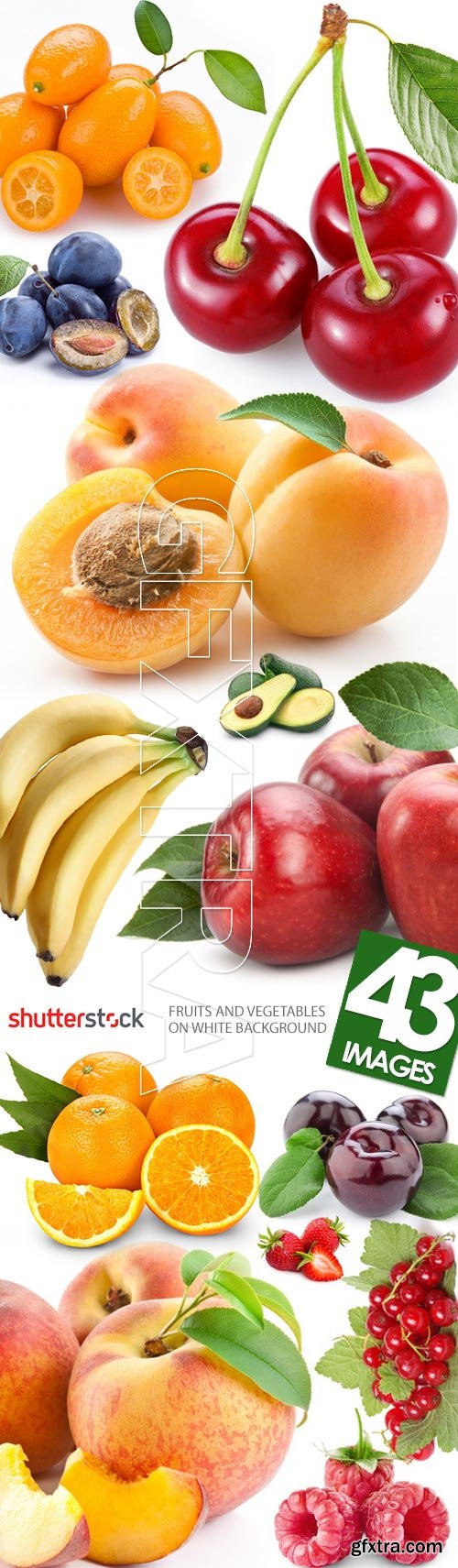 Fruits & Vegetables on White Background #1, 43xJPG