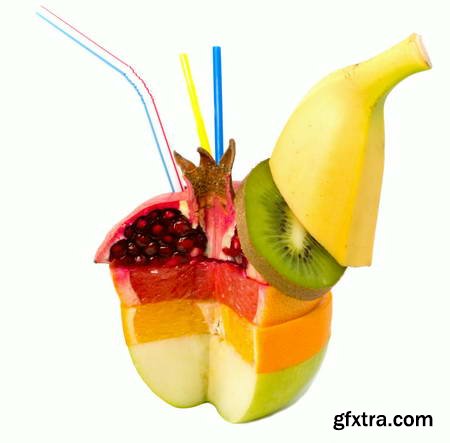 Vegetables and Fruits on White Background 49xJPG