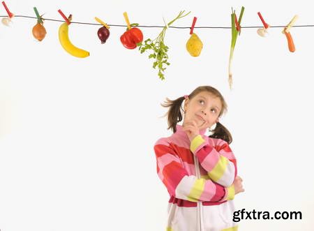 Vegetables and Fruits on White Background 49xJPG