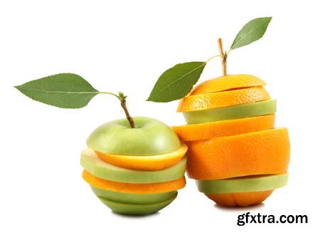 Vegetables and Fruits on White Background 49xJPG