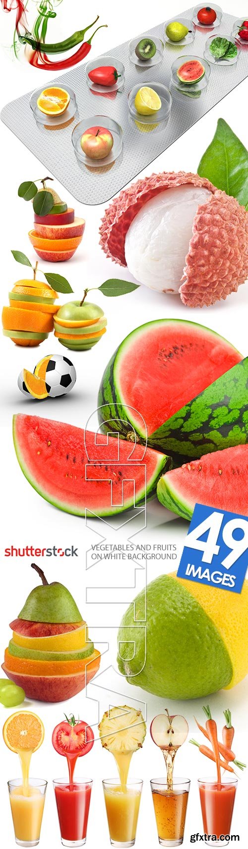 Vegetables and Fruits on White Background 49xJPG