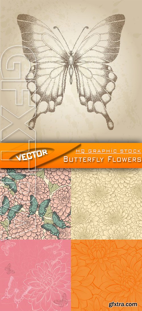 Stock Vector - Butterfly Flowers Stock Vector - Butterfly Flowers